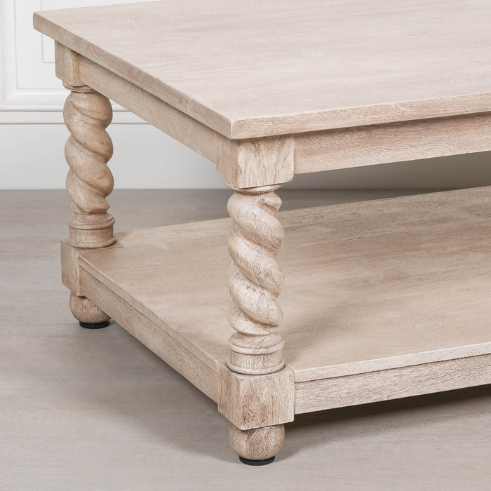 Acacia Wood Twist Column Coffee Table