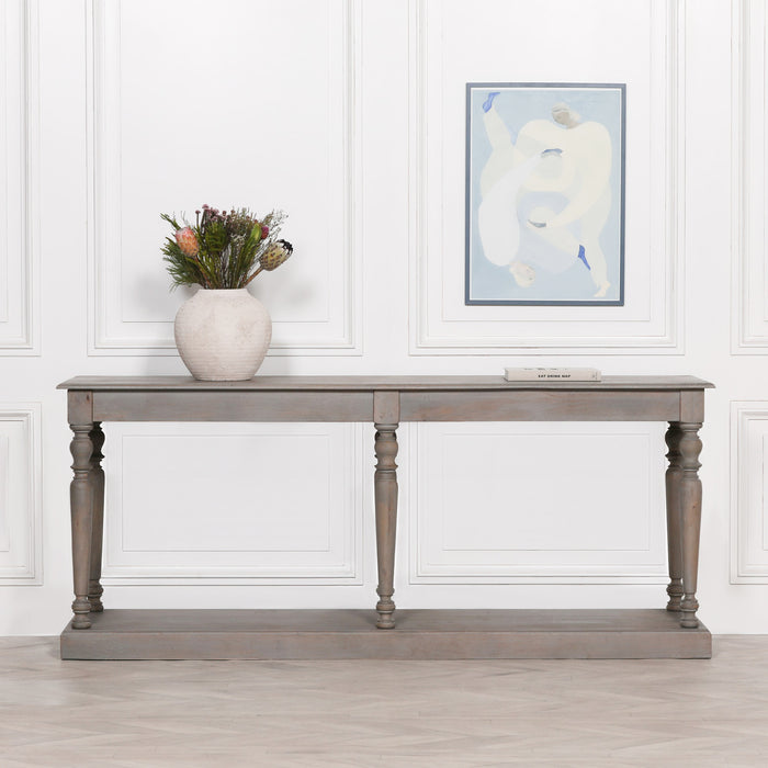 Rustic Wooden Column Leg Console Table