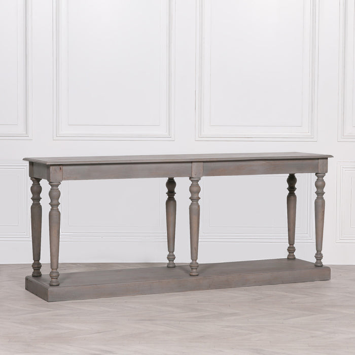 Rustic Wooden Column Leg Console Table