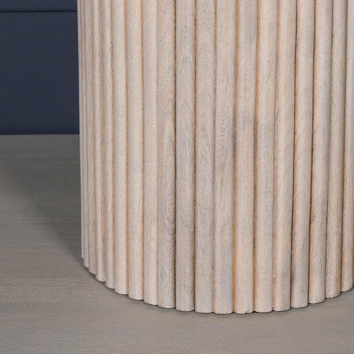 Ribbed Blanchie Wooden Round Side Occasional Table