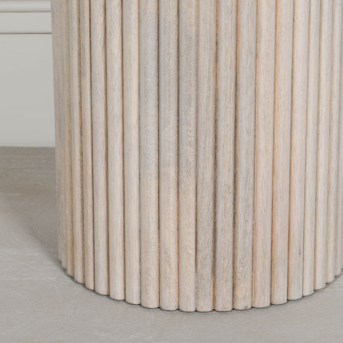 Ribbed Blanchie Wooden Round Side Occasional Table