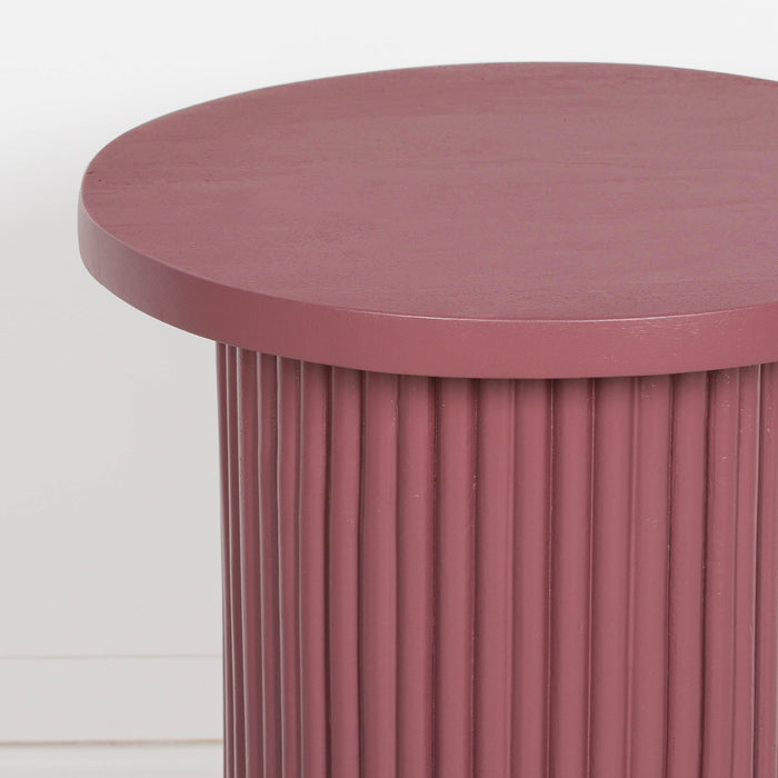 Ribbed Damson Round Side Occasional Table