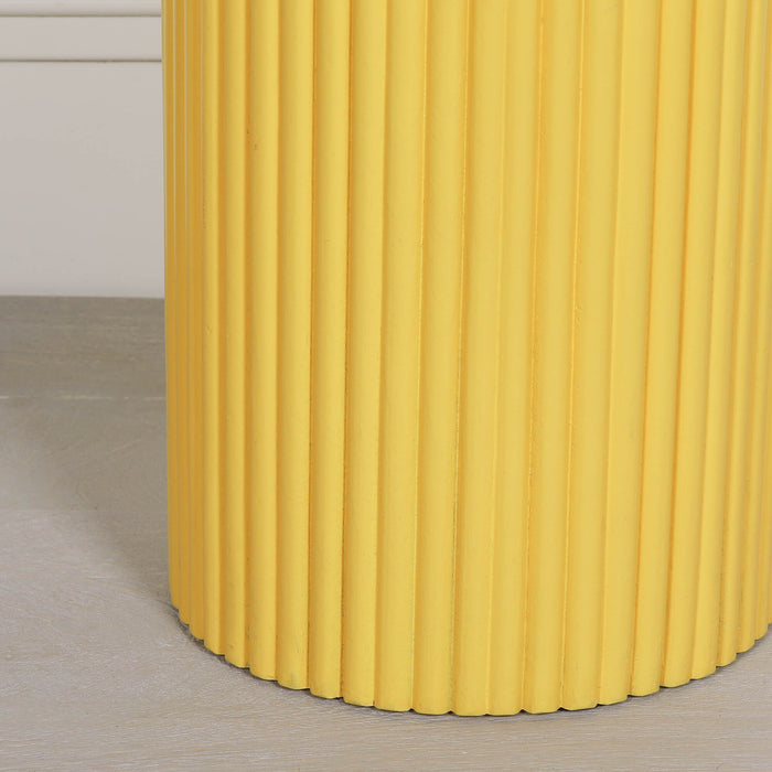 Ribbed Yellow Round Side Occasional Table