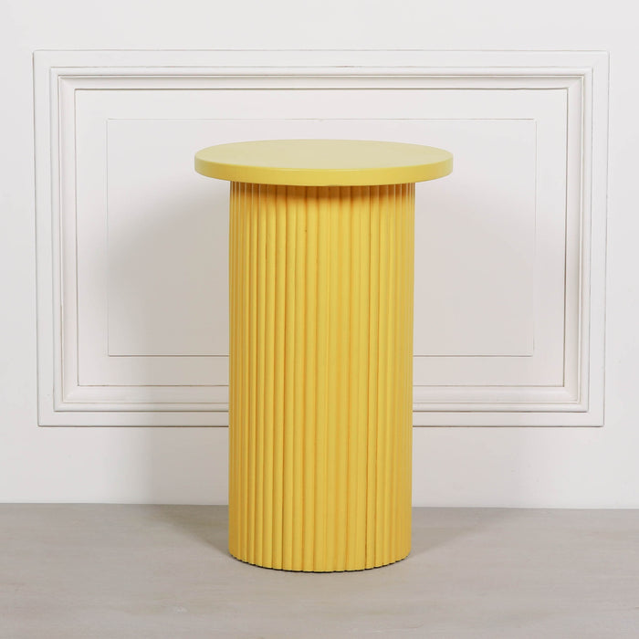 Ribbed Yellow Round Side Occasional Table