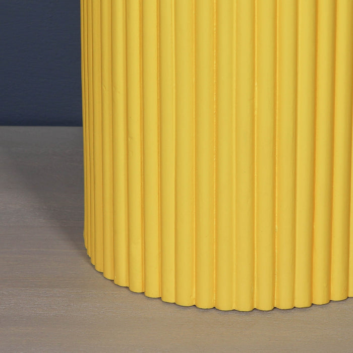 Ribbed Yellow Round Side Occasional Table