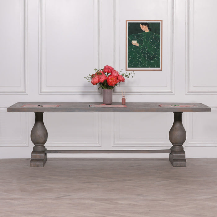 Wooden Rustic Grey Wash Rectangular Dining Table 260cm