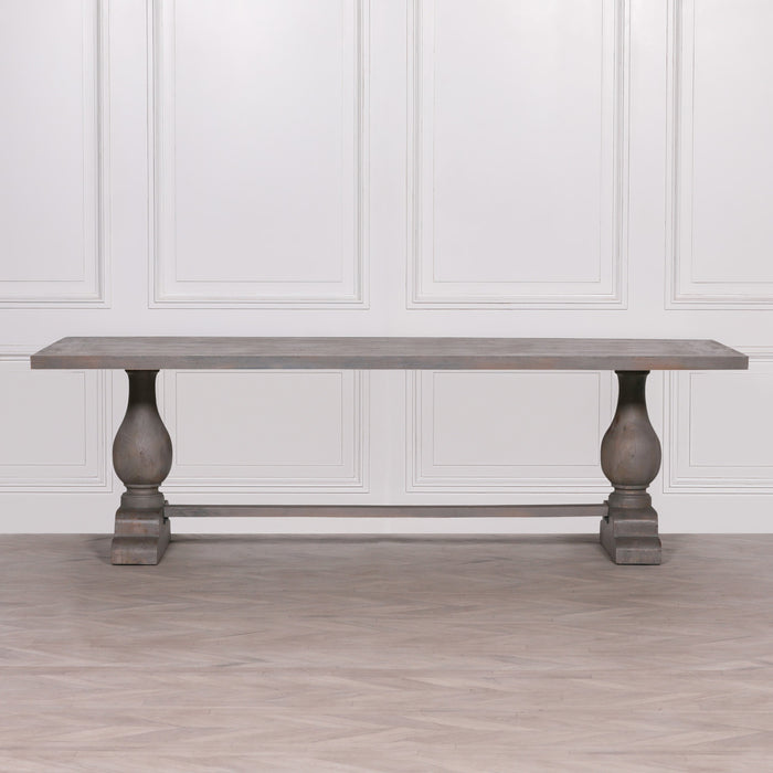 Wooden Rustic Grey Wash Rectangular Dining Table 260cm