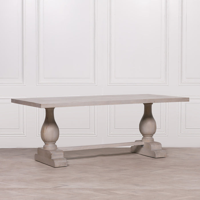 Blanche Wood Rustic Washed Rectangular Dining Table 210cm