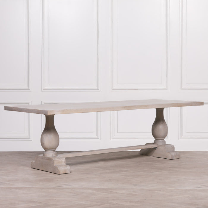 Blanche Wood Rustic Washed Rectangular Dining Table 260cm