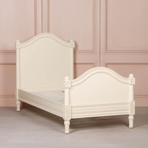 Aged Mahogany Wood Ivory Single Bed Frame - Modern Home Interiors