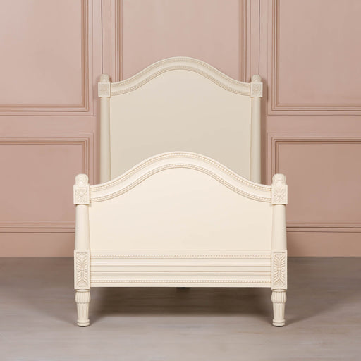 Aged Mahogany Wood Ivory Single Bed Frame - Modern Home Interiors