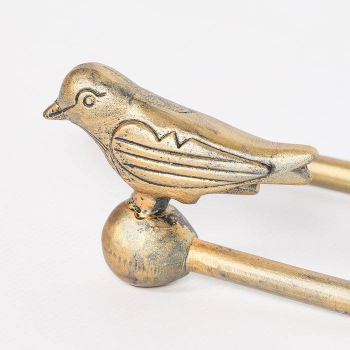 Gold Cast Iron Decorative Bird Curtain Holder Set