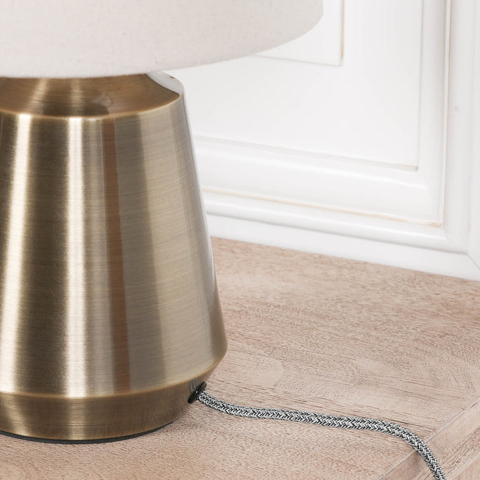 Satin Brass Metal 35cm Bedside Table Lamp with Shade