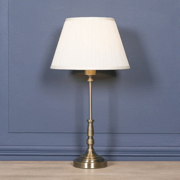 Classical Satin Brass Candlestick Metal Table Lamp with Shade