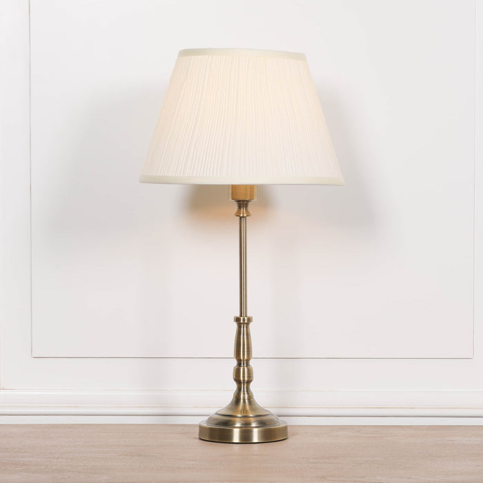 Classical Satin Brass Candlestick Metal Table Lamp with Shade