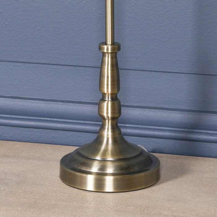 Classical Satin Brass Candlestick Metal Table Lamp with Shade