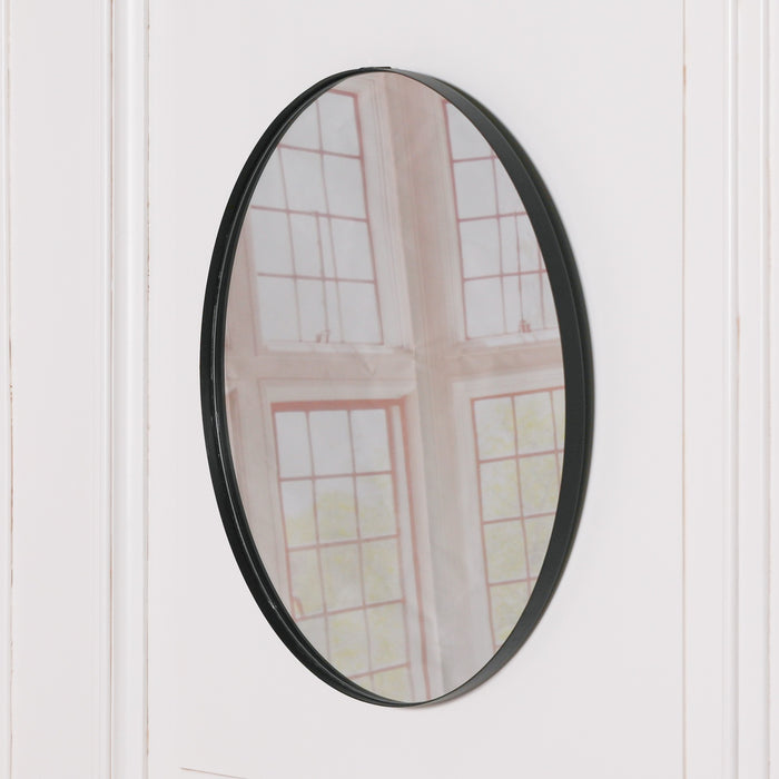 Black Round Wall Mirror 50cm