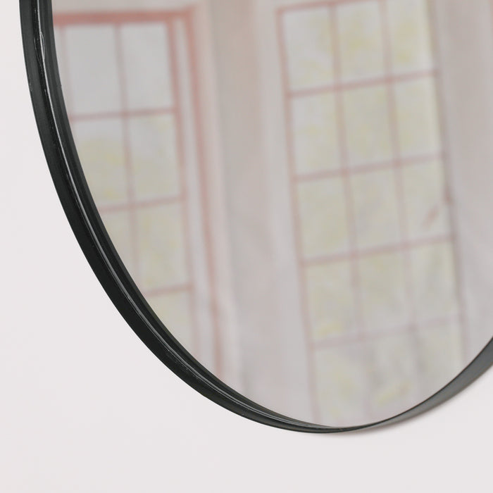 Black Round Wall Mirror 50cm