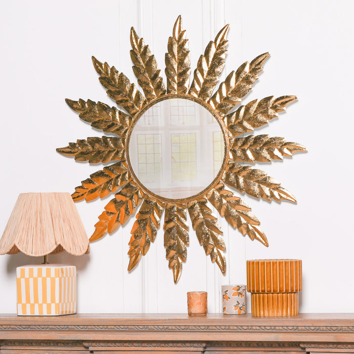 Round 76cm Flower Metal Wall Mirror