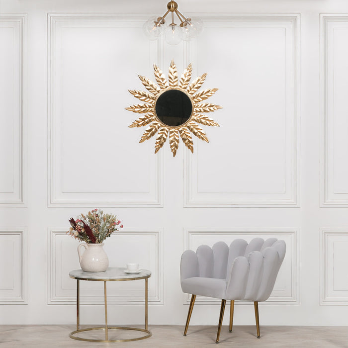 Round 76cm Flower Metal Wall Mirror