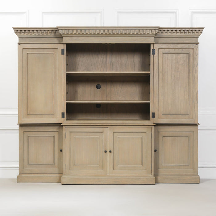 Large Wooden Triple Breakfront TV Cabinet - Modern Home Interiors