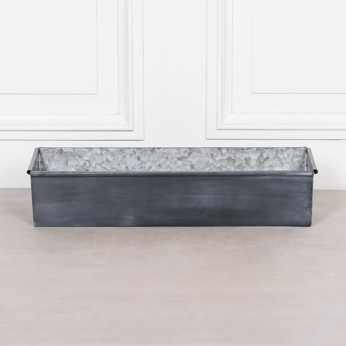 Roll Top Weathered Iron Style Metal Planter - Available in 8 Sizes
