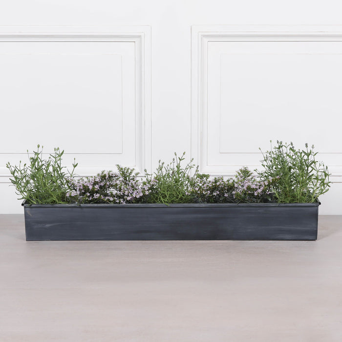 Roll Top Weathered Iron Style Metal Planter - Available in 8 Sizes