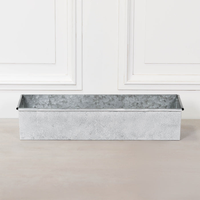Roll Top White Wash Metal Planter - Available in 8 Sizes