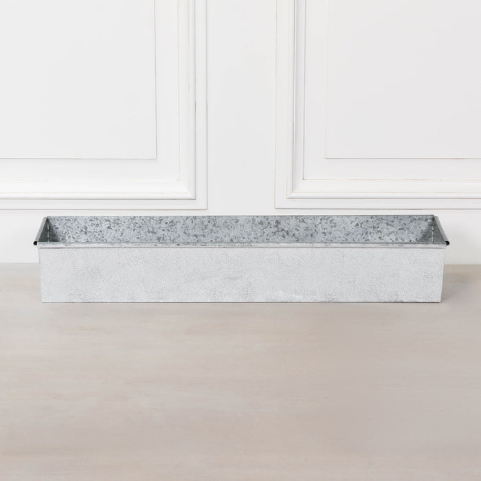 Roll Top White Wash Metal Planter - Available in 8 Sizes