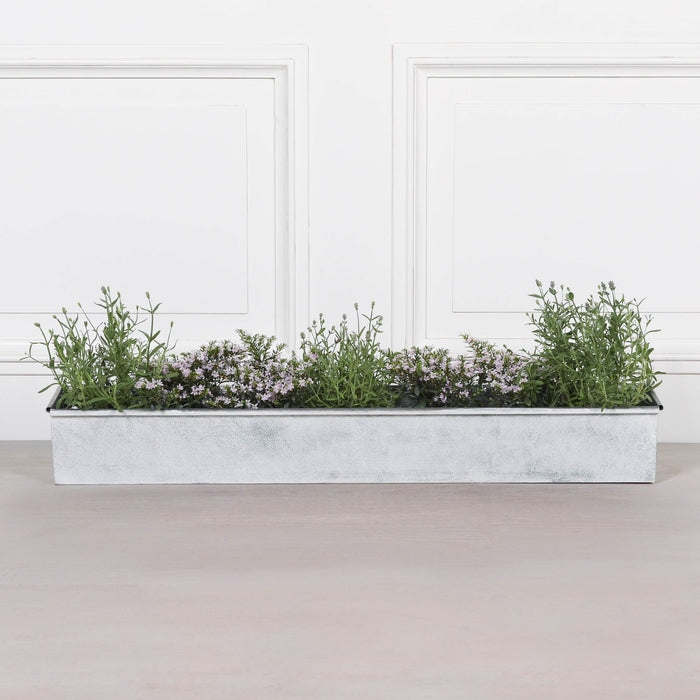 Roll Top White Wash Metal Planter - Available in 8 Sizes