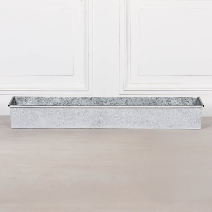 Roll Top White Wash Metal Planter - Available in 8 Sizes