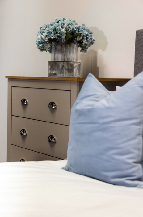 Lancaster Bedroom Set Grey-Oak - 3 Piece (Bedside + Chest of Drawers + Wardrobe)