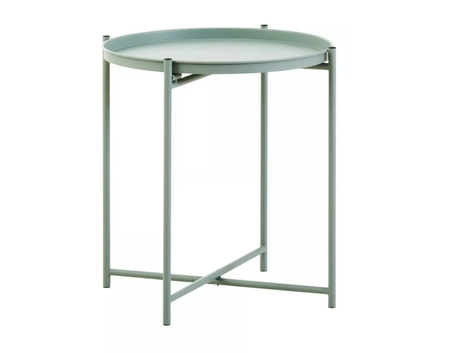 Round Tray Style Side Table with Green Top and Green Legs