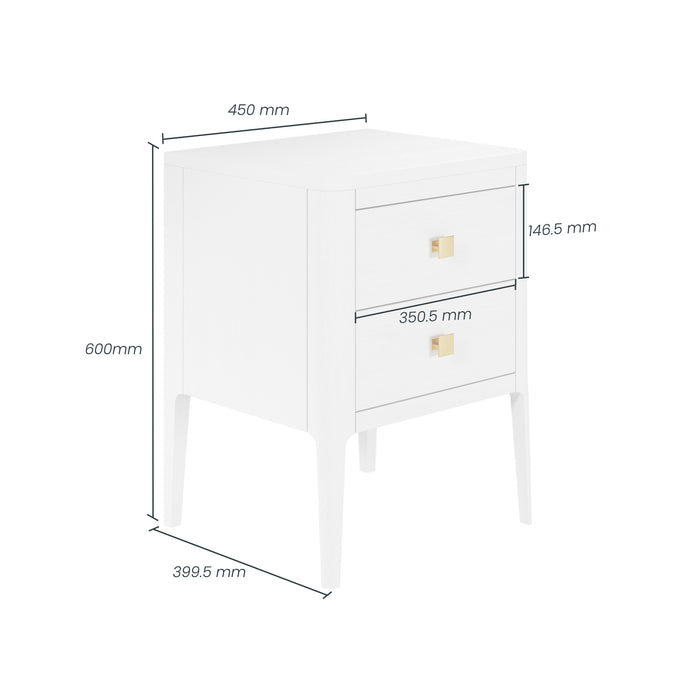 Abberley Bedside | White 2 Drawers