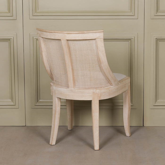 Light Wooden Sloped Rattan Upholstered Dining Chair