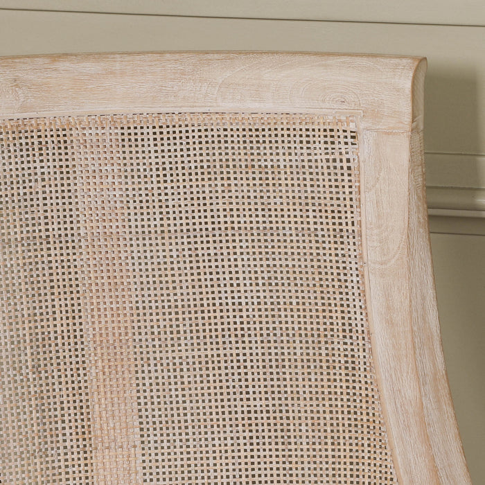 Light Wooden Sloped Rattan Upholstered Dining Chair
