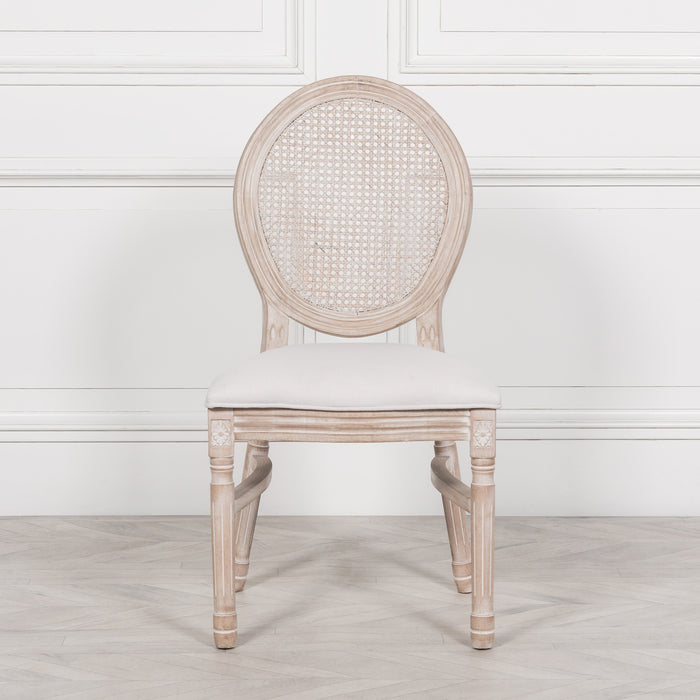 Light Wooden Louis Upholstered Dining Chair