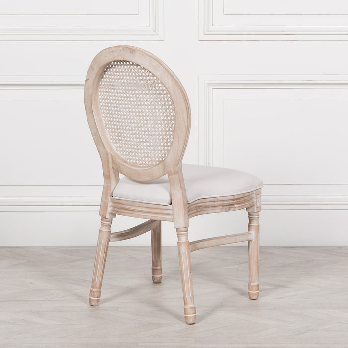 Light Wooden Louis Upholstered Dining Chair