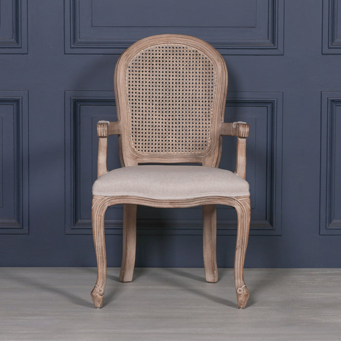 Wooden Carver Louis Upholstered Dining Arm Chair