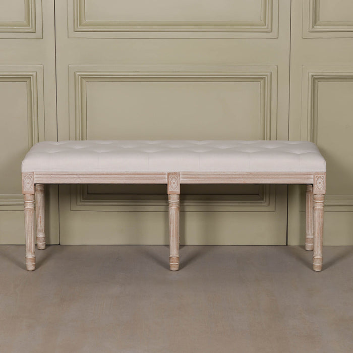 Light Wooden Louis Upholstered Bench