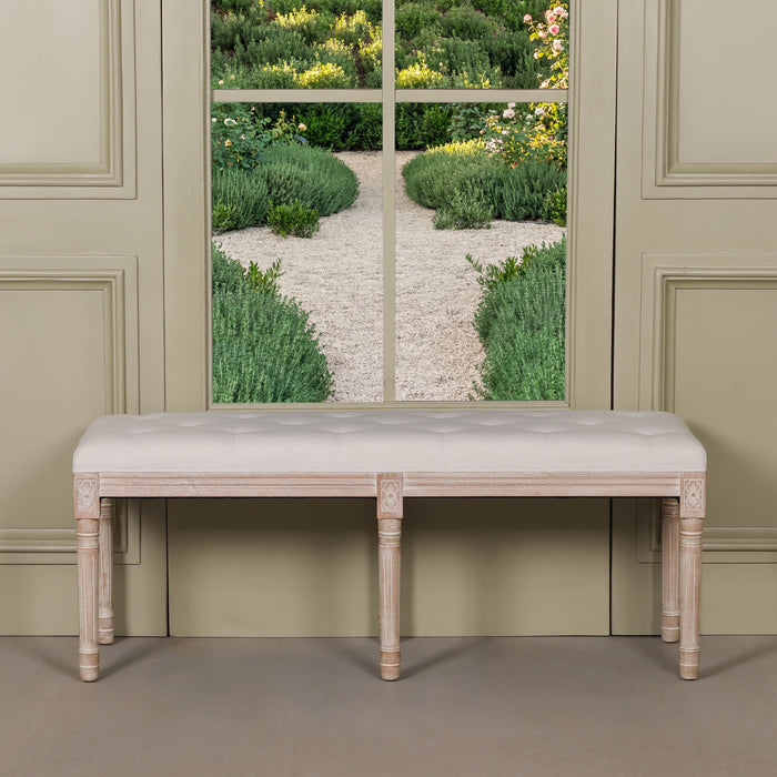 Light Wooden Louis Upholstered Bench