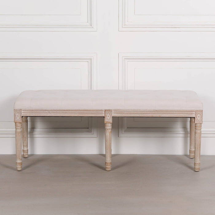 Light Wooden Louis Upholstered Bench