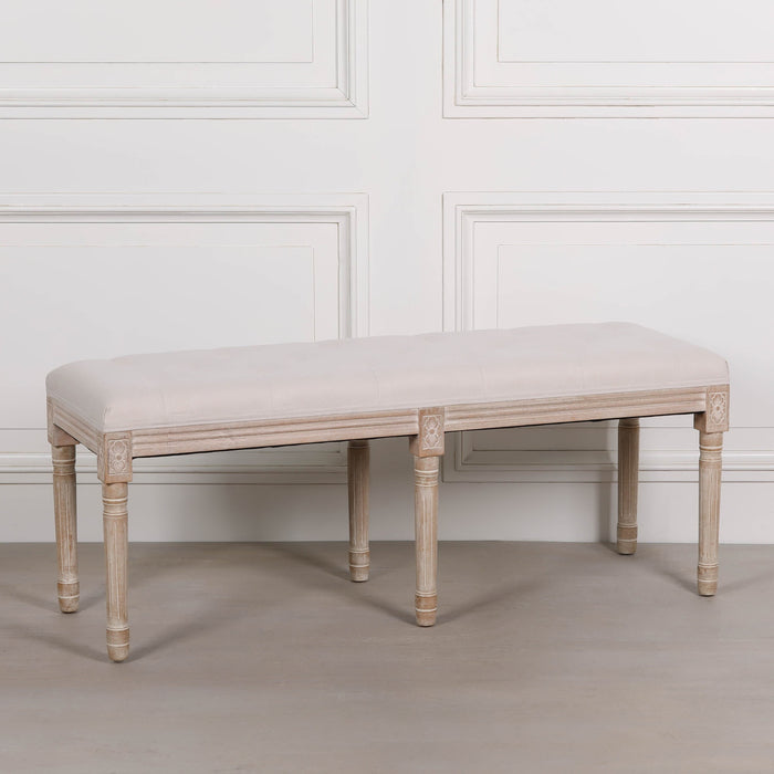 Light Wooden Louis Upholstered Bench