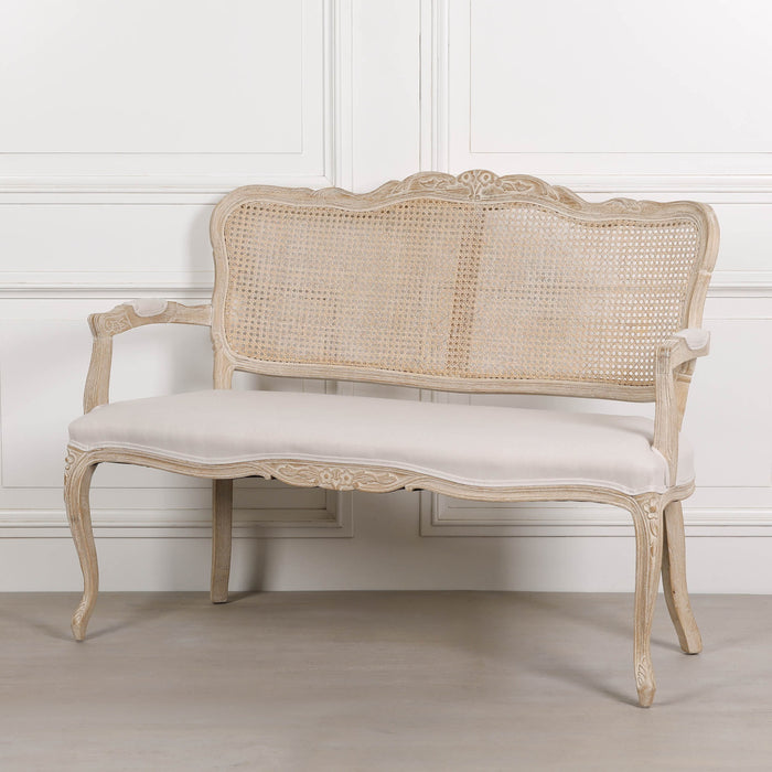 Wooden Louis Upholstered 2 Seater Settee