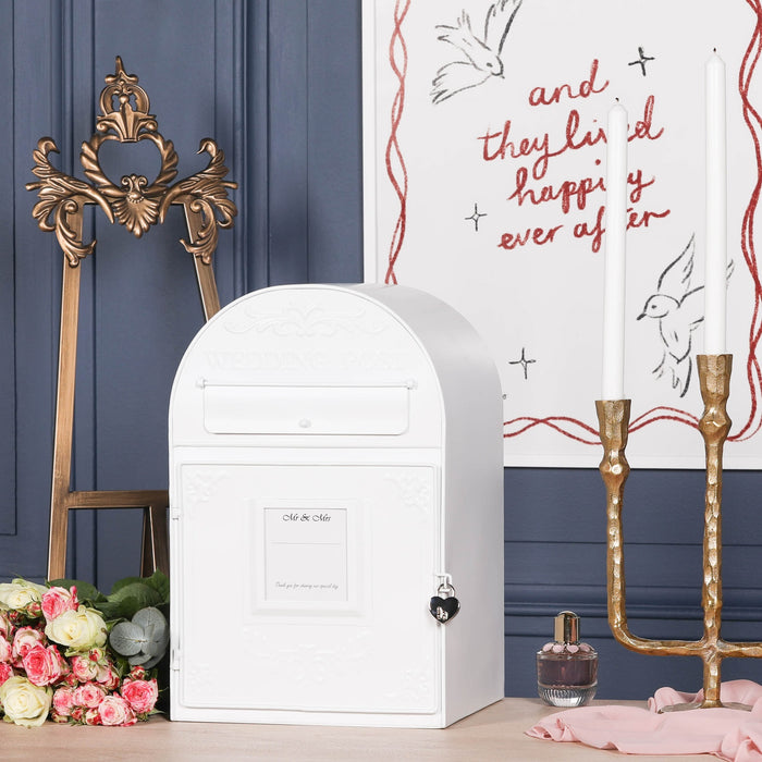 White Wedding Post Letter Box