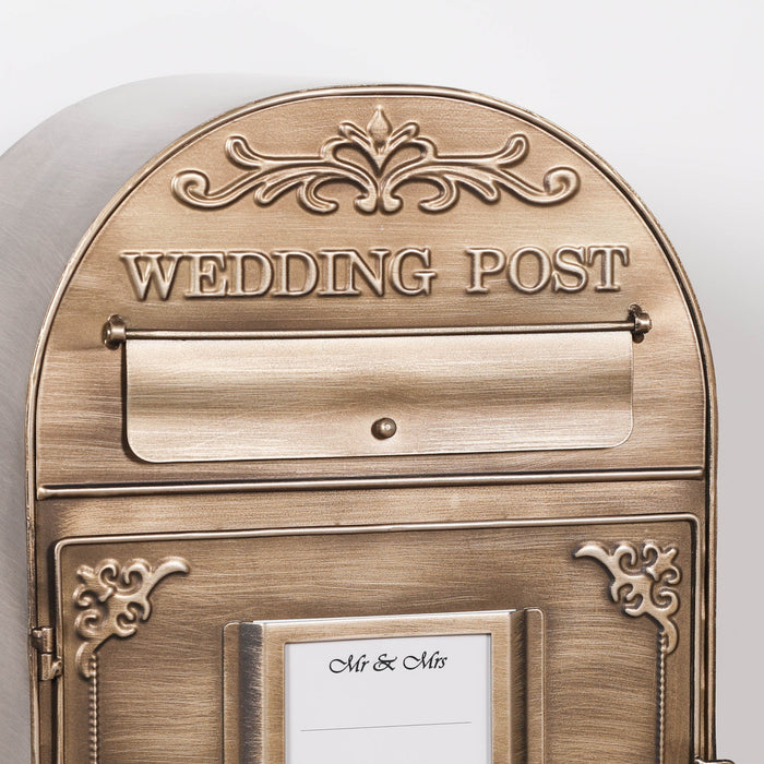 Antiqued Gold Wedding Post Letter Box