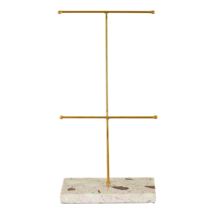 Double Terrazzo Gold Jewellery Stand