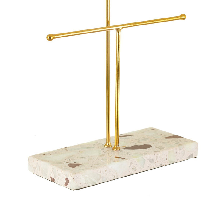 Double Terrazzo Gold Jewellery Stand