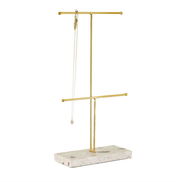 Double Terrazzo Gold Jewellery Stand