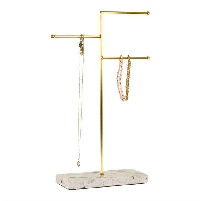 Triple Terrazzo Gold Jewellery Stand